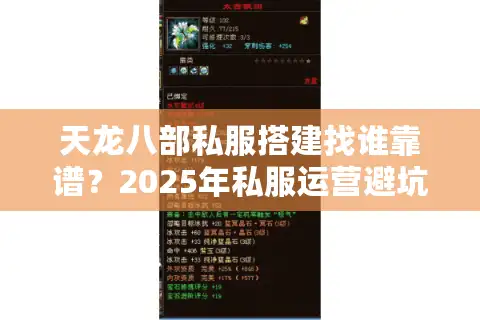 天龙八部私服搭建找谁靠谱？2025年私服运营避坑指南