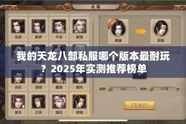 我的天龙八部私服哪个版本最耐玩？2025年实测推荐榜单