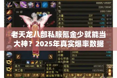老天龙八部私服氪金少就能当大神？2025年真实爆率数据揭秘