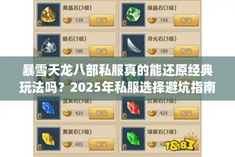 暴雪天龙八部私服真的能还原经典玩法吗？2025年私服选择避坑指南
