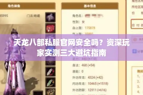 天龙八部私服官网安全吗？资深玩家实测三大避坑指南