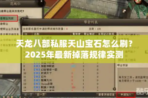 天龙八部私服天山宝石怎么刷？2025年最新掉落规律实测