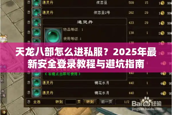 天龙八部怎么进私服？2025年最新安全登录教程与避坑指南