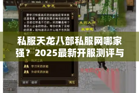 私服天龙八部私服网哪家强？2025最新开服测评与避坑指南