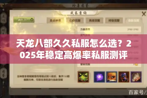 天龙八部久久私服怎么选？2025年稳定高爆率私服测评