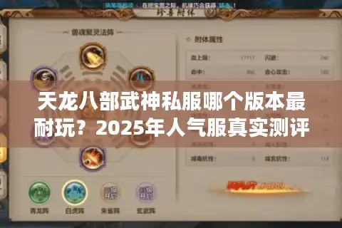天龙八部武神私服哪个版本最耐玩？2025年人气服真实测评