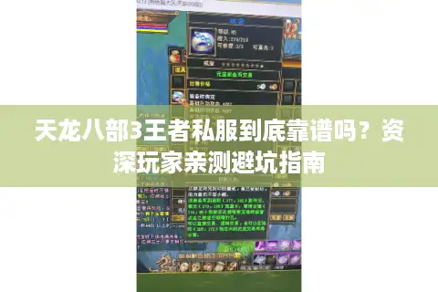 天龙八部3王者私服到底靠谱吗？资深玩家亲测避坑指南