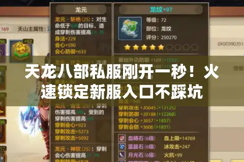 天龙八部私服刚开一秒！火速锁定新服入口不踩坑