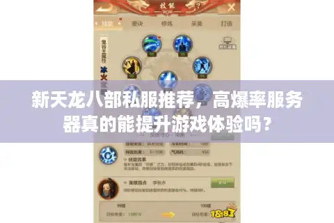 新天龙八部私服推荐，高爆率服务器真的能提升游戏体验吗？