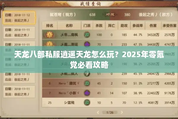 天龙八部私服逍遥天龙怎么玩？2025年零氪党必看攻略