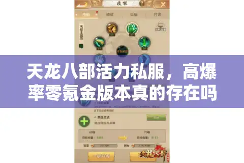 天龙八部活力私服，高爆率零氪金版本真的存在吗？