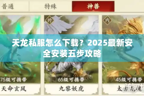天龙私服怎么下载？2025最新安全安装五步攻略