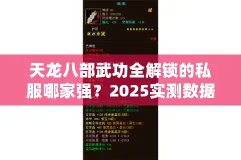 天龙八部武功全解锁的私服哪家强？2025实测数据打破选择困局