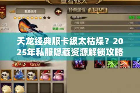 天龙经典服卡级太枯燥？2025年私服隐藏资源解锁攻略