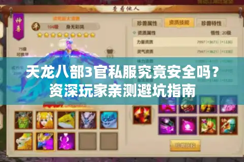 天龙八部3官私服究竟安全吗？资深玩家亲测避坑指南
