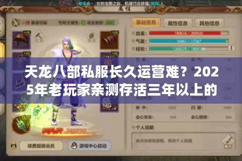 天龙八部私服长久运营难？2025年老玩家亲测存活三年以上的四个秘诀