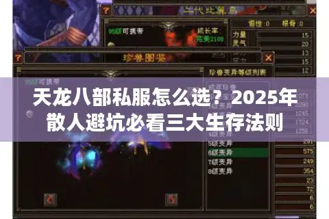 天龙八部私服怎么选？2025年散人避坑必看三大生存法则