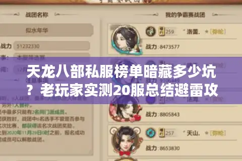 天龙八部私服榜单暗藏多少坑？老玩家实测20服总结避雷攻略