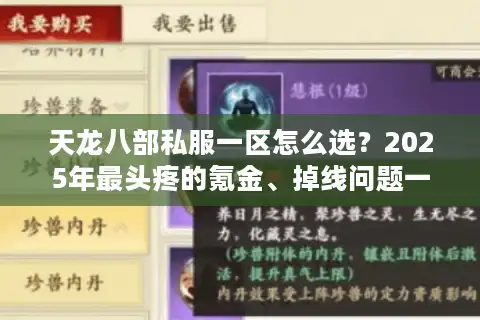 天龙八部私服一区怎么选？2025年最头疼的氪金、掉线问题一次破解