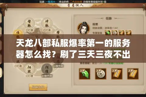 天龙八部私服爆率第一的服务器怎么找？刷了三天三夜不出货的我悟了