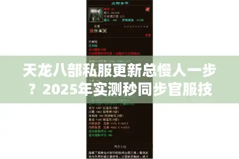 天龙八部私服更新总慢人一步？2025年实测秒同步官服技巧