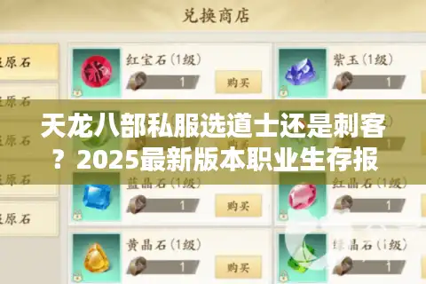 天龙八部私服选道士还是刺客？2025最新版本职业生存报告