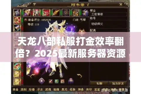 天龙八部私服打金效率翻倍？2025最新服务器资源争夺战攻略