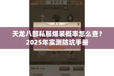 天龙八部私服爆装概率怎么查？2025年实测防坑手册