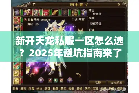 新开天龙私服一区怎么选？2025年避坑指南来了
