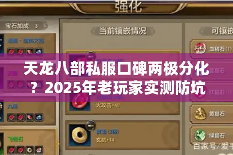 天龙八部私服口碑两极分化？2025年老玩家实测防坑指南