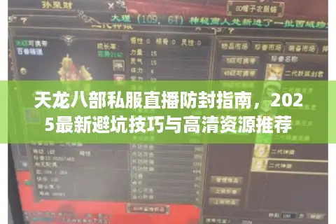 天龙八部私服直播防封指南，2025最新避坑技巧与高清资源推荐