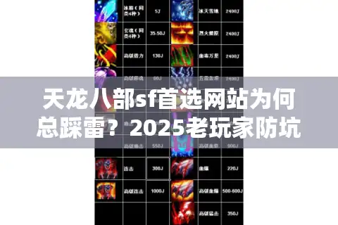 天龙八部sf首选网站为何总踩雷？2025老玩家防坑三步法