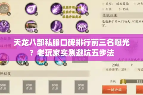 天龙八部私服口碑排行前三名曝光？老玩家实测避坑五步法