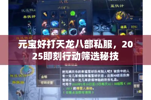 元宝好打天龙八部私服，2025即刻行动筛选秘技