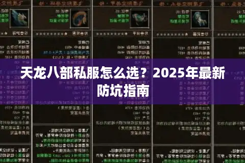 天龙八部私服怎么选？2025年最新防坑指南