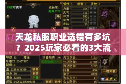 天龙私服职业选错有多坑？2025玩家必看的3大流派破解法
