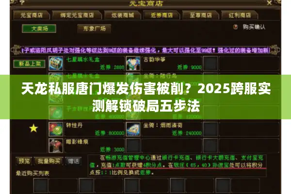 天龙私服唐门爆发伤害被削？2025跨服实测解锁破局五步法