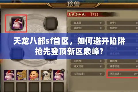 天龙八部sf首区，如何避开陷阱抢先登顶新区巅峰？
