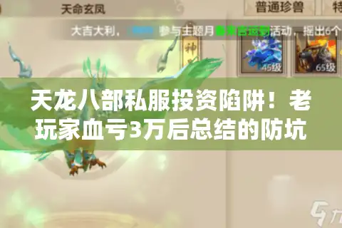 天龙八部私服投资陷阱！老玩家血亏3万后总结的防坑攻略