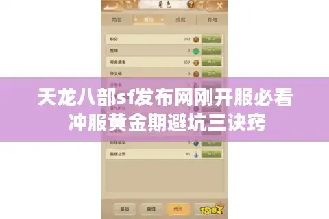 天龙八部sf发布网刚开服必看 冲服黄金期避坑三诀窍