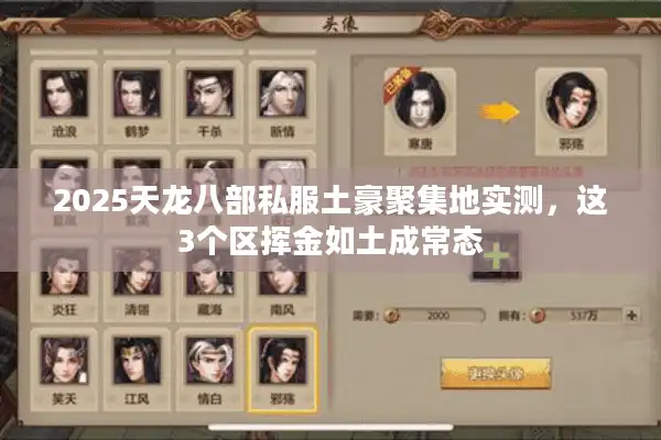 2025天龙八部私服土豪聚集地实测，这3个区挥金如土成常态