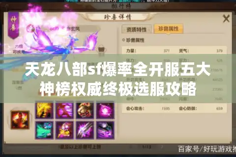 天龙八部sf爆率全开服五大神榜权威终极选服攻略