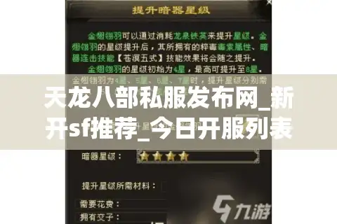 天龙八部私服发布网_新开sf推荐_今日开服列表
