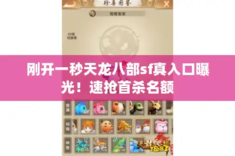 刚开一秒天龙八部sf真入口曝光！速抢首杀名额