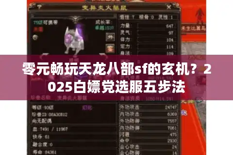 零元畅玩天龙八部sf的玄机？2025白嫖党选服五步法