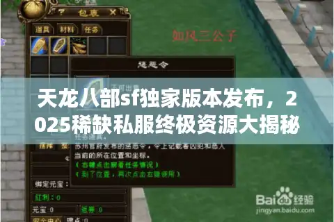 天龙八部sf独家版本发布，2025稀缺私服终极资源大揭秘