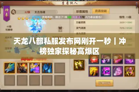 天龙八部私服发布网刚开一秒｜冲榜独家探秘高爆区