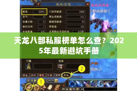 天龙八部私服榜单怎么查？2025年最新避坑手册