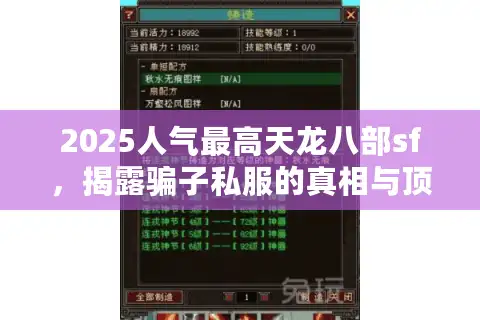 2025人气最高天龙八部sf，揭露骗子私服的真相与顶级选择秘籍