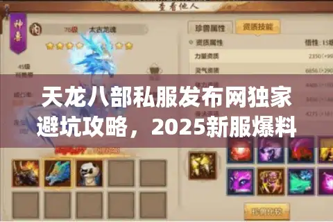 天龙八部私服发布网独家避坑攻略，2025新服爆料&秒进不卡服指南